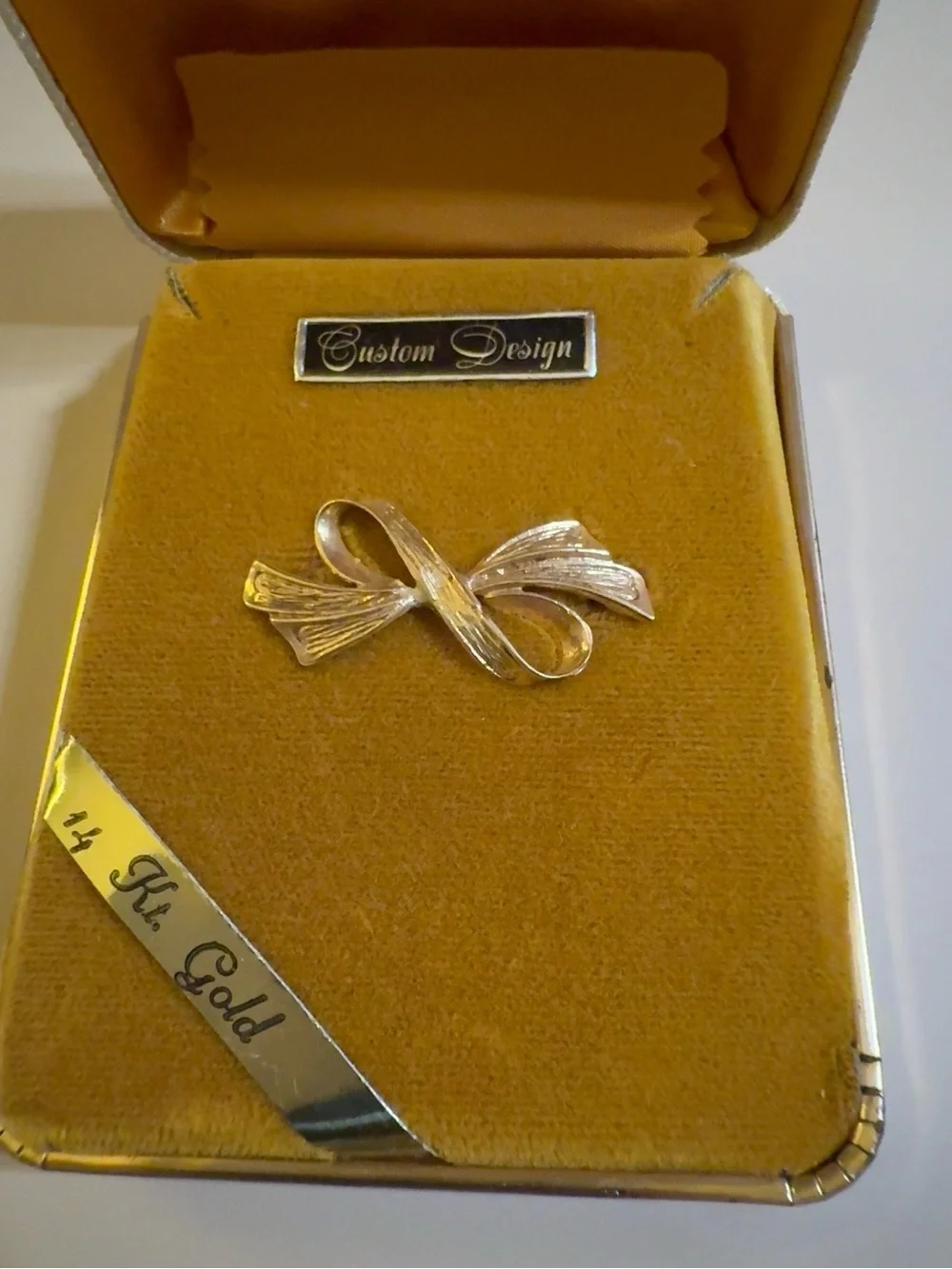 14K Gold Bow Brooch - Custom Design